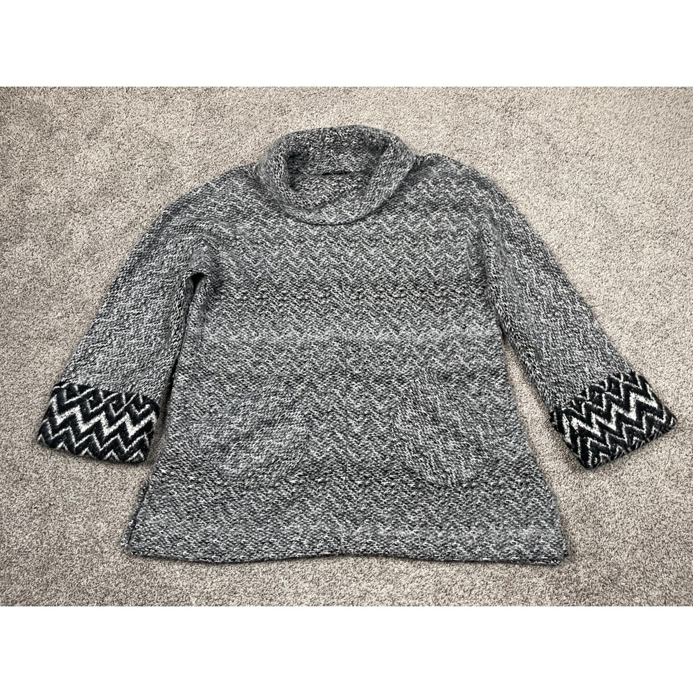 Soft Surroundings Sweater Womens Medium Gray Chunky Knit Turtleneck Lagenlook